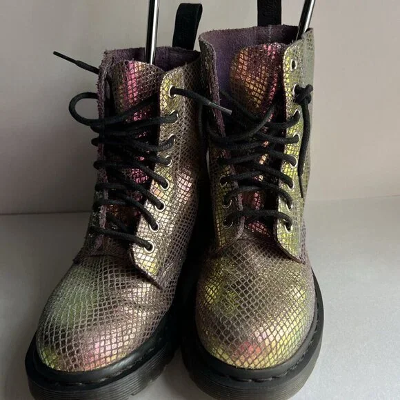 Dr. Martens 1460 Pascal Pink Iridescent Metallic Shiny Combat Boots Size 6 - Picture 3 of 16